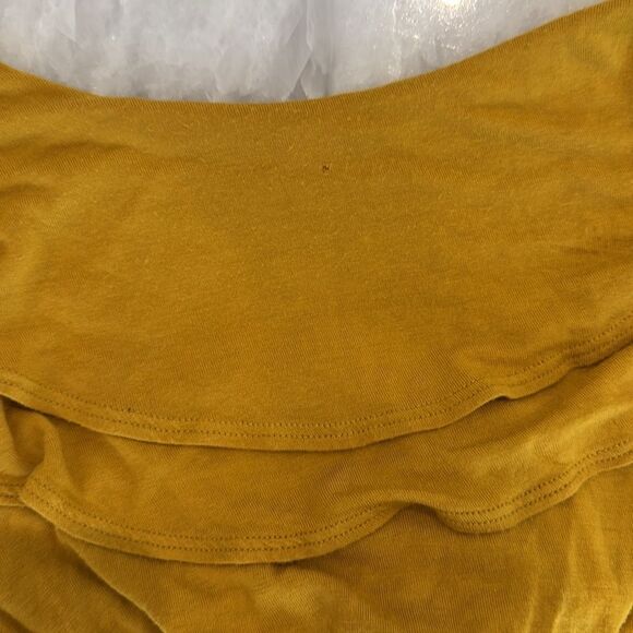 XXI  Yellow Gold boho festival   Empire waist tie back  Ruffle top Maxi Dress S - Picture 6 of 6